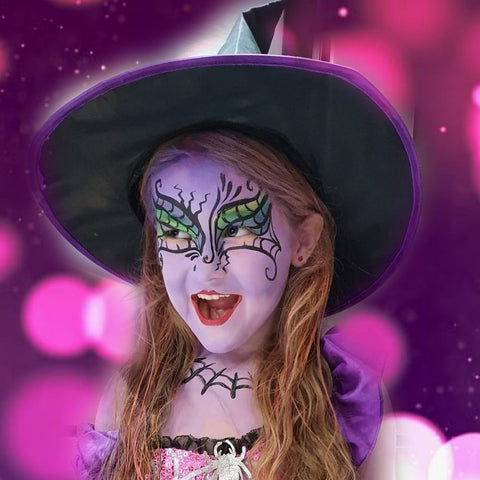 Kay Norris ,Sparkle And Pop Face and Body Art witch face paint idea