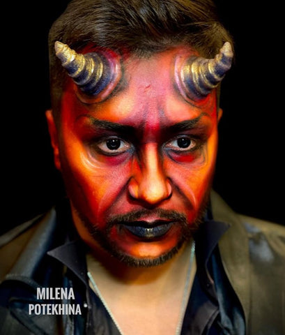 Milena Potekhina Devil IG face paint with horns