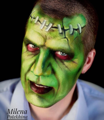 Milena Potekhina Frankenstein Scary Face Paint for halloween