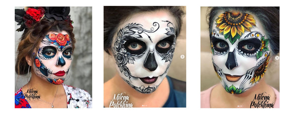 sugar skull half face paint designs