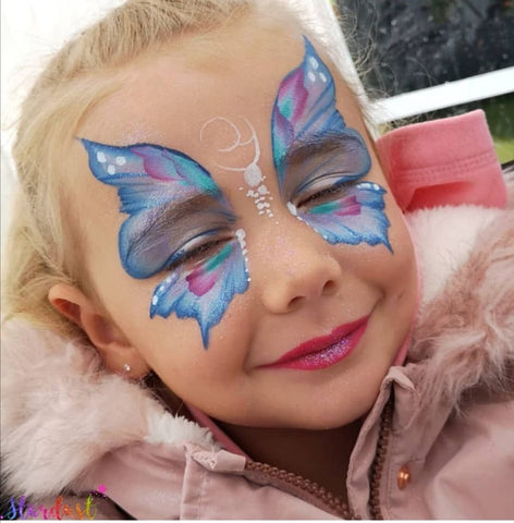 Nicola Patterson one stroke frozen butterfly face painting design