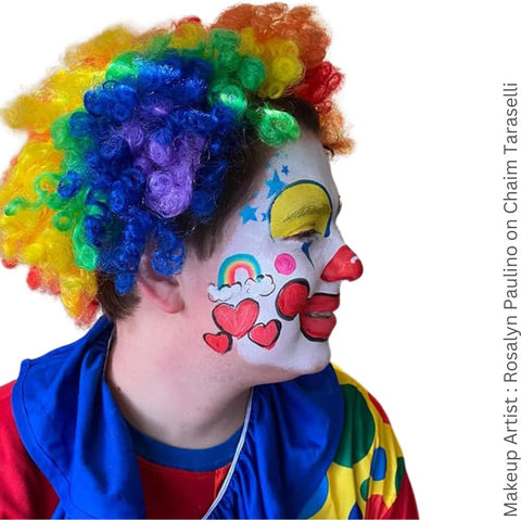 Rosalyn Paulino on CHaim Taraselli clown makeup white face with designs