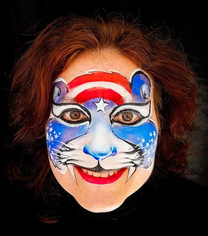 Simona Gross Captain America Cat mash up face paint idea
