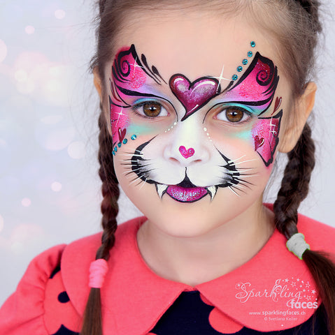 Svetlana Keller Valentines day face painting design love kitten