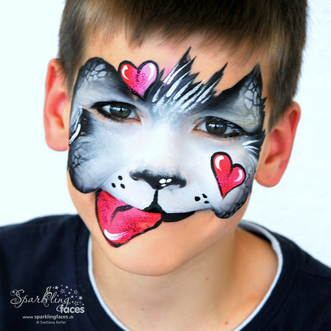 Svetlana Keller's Valentine's Day Puppy Face Painting Design