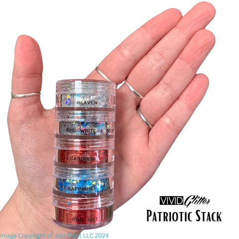 VIVID Glitter | LOOSE Chunky and Fine Glitter | PATRIOTIC Stack (Set of 5) in Hand