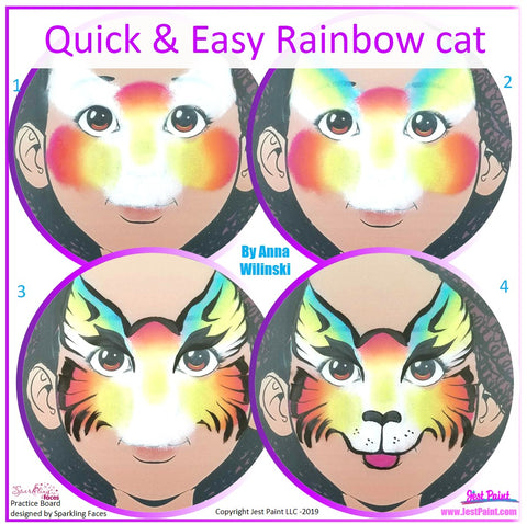 Step by Step Rainbow Cat Face Paint by Anna Wlinski