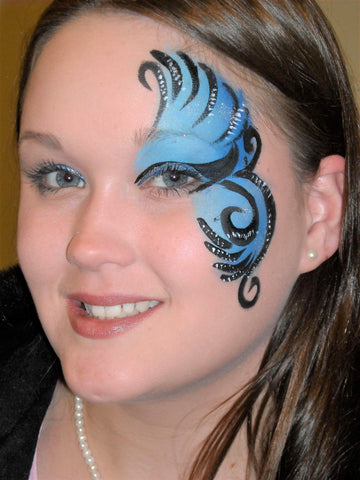 One Eyes butterfly design face painting in Blues