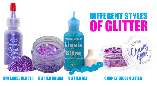 different styles of glitter