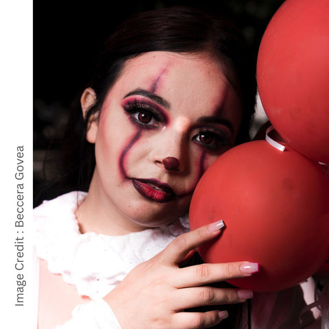 Beccera Govea Pennywise clown makeup woman