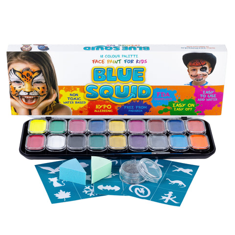 Blue Squid PRO Face Paint - Classic Black (30gm), Professional Water Based  Single Cake Face & Body Paint Makeup Supplies for Adults Kids Halloween  Facepaint SFX Water Activated Face Painting Non Toxic