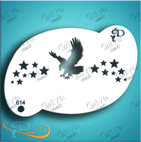 Diva Stencils | Face Painting Stencil | Eagle and Stars (614) - Jest Paint Store