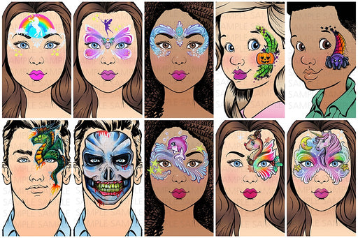  Sparkling Faces Face Painting Practice Guide - Scary Halloween  Edition, Face Painting Practice and Display Tool, A4 Size - 8.27 x 11.69  : Arts, Crafts & Sewing