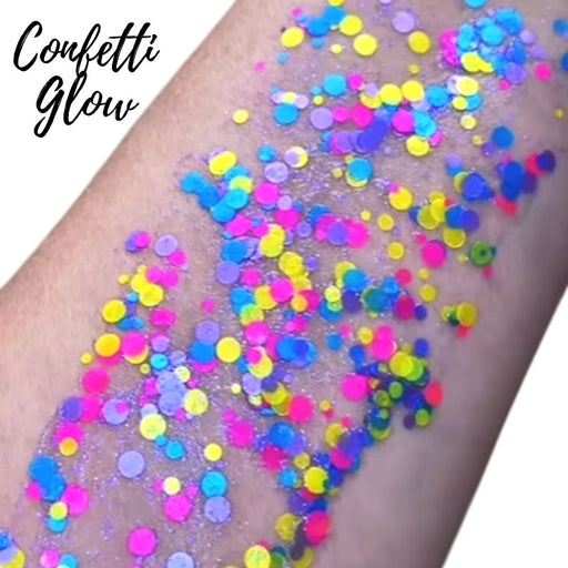 Rainbow Circles Face & Body Glitter - Chunky Glitter - UV Avtivated - Uses  Include: Festival Rave Makeup Face Body Nails Resin Arts & Crafts, Resin