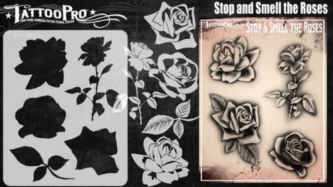 Tattoo Pro | Air Brush Body Painting Stencil - Stop and Smell the Roses - Jest Paint Store