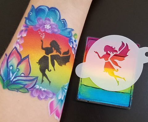 Fusion Body Art Face Paint - Rainbow Cake | Rainbow Joy 50gr by Jest Paint design with TAP Dancing Fairy Stencil