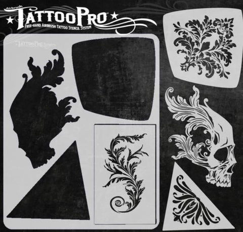 Tattoo Pro | Air Brush Body Painting Stencil - Victorian Skull - Jest Paint Store