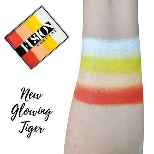 Fusion Body Art Face Paint - Rainbow Cake | NEW Glowing Tiger (no neons) 50gr by Jest Paint swatch