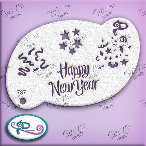 Diva Stencils | Face Painting Stencil | Happy New Year Confetti (737)