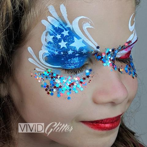 VIVID Glitter | Loose Chunky Hair and Body Glitter | Red White Boom (7.5gr) - Jest Paint Store