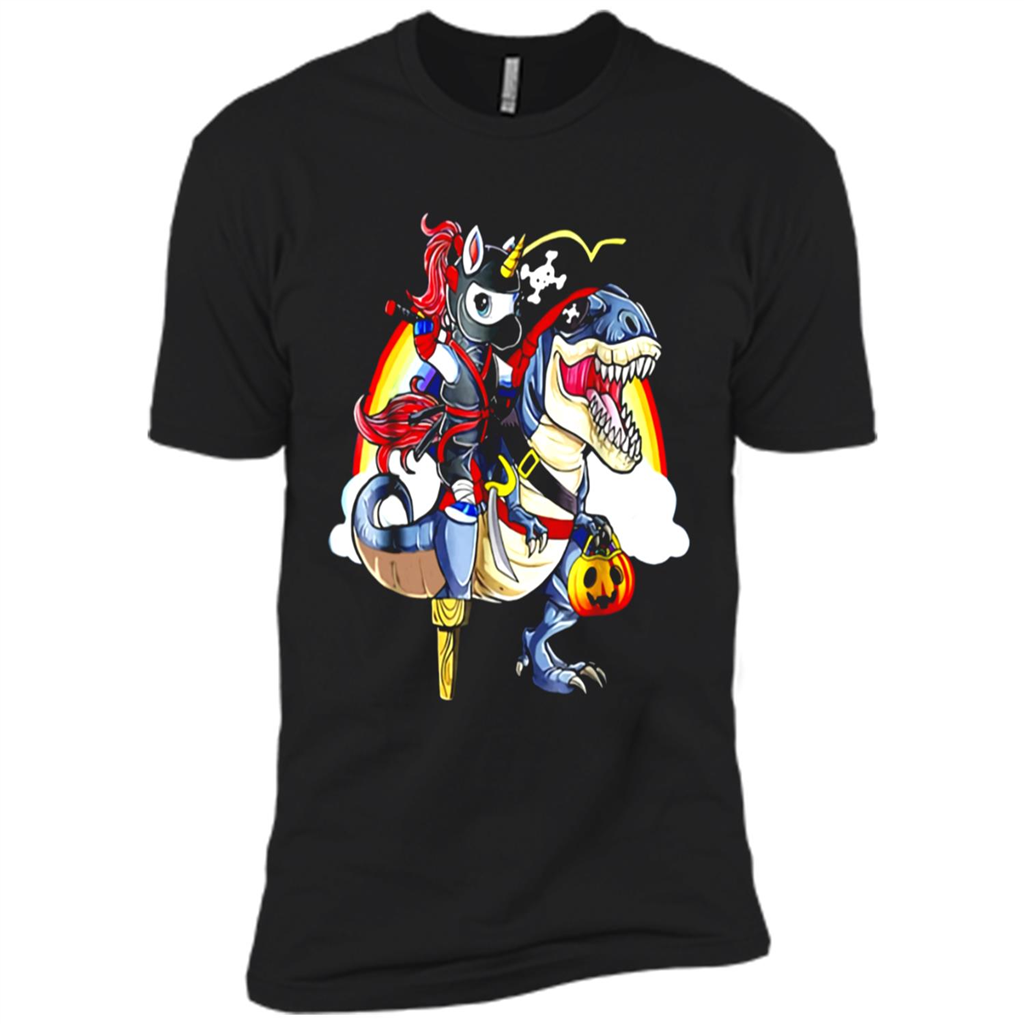 Halloween Ninja Unicorn Riding Dinosaur - Premium Short Sleeve T-shirt