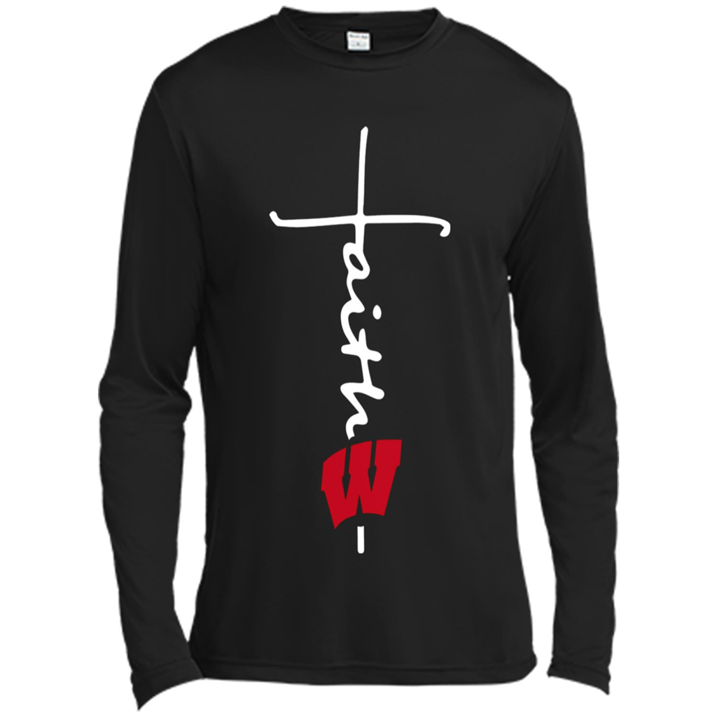 Wisconsin Badgers Football Faith Cross Christian - Canvas T-shirt