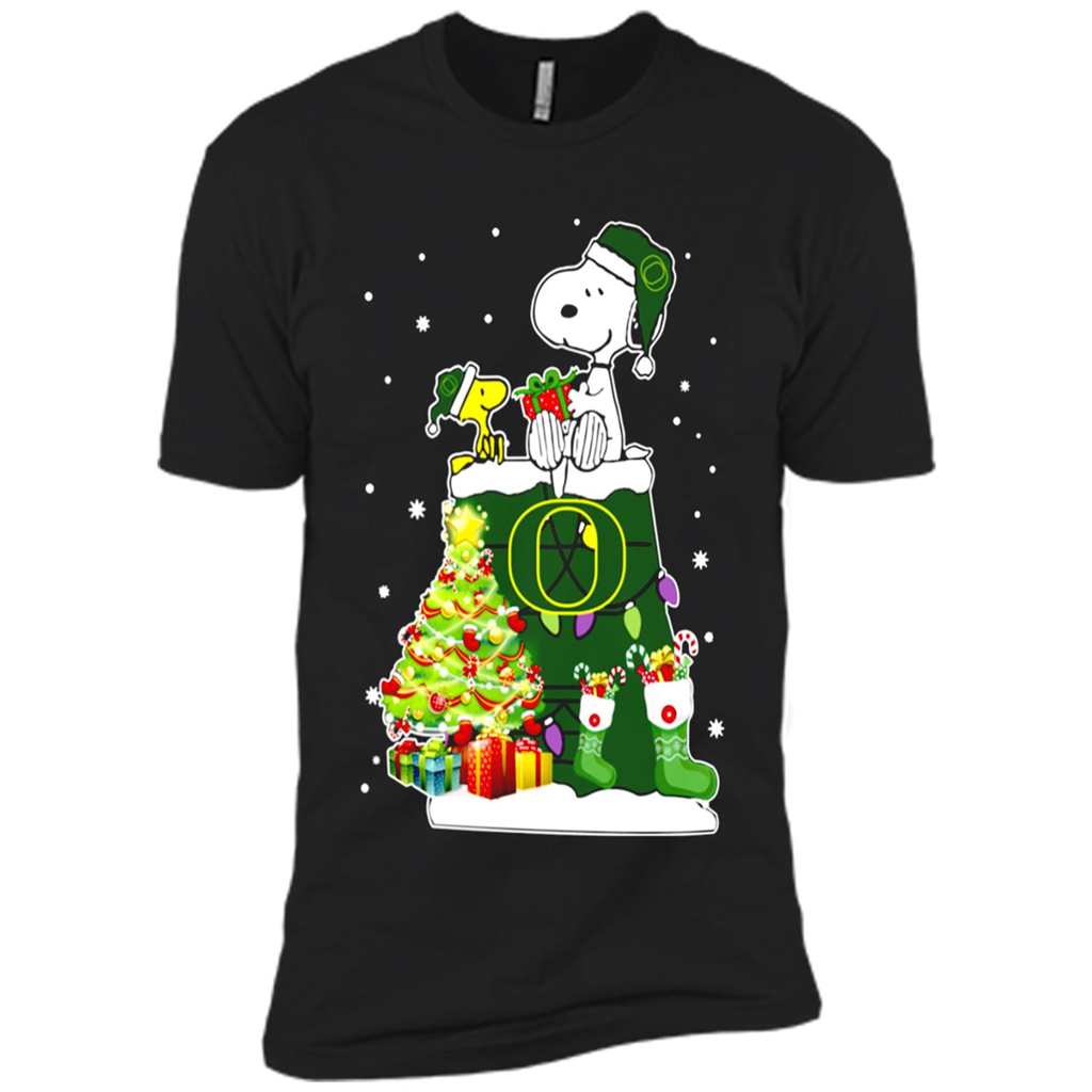 Oregon Ducks Snoopy & Woodstock Christmas - Premium Short Sleeve T-shirt