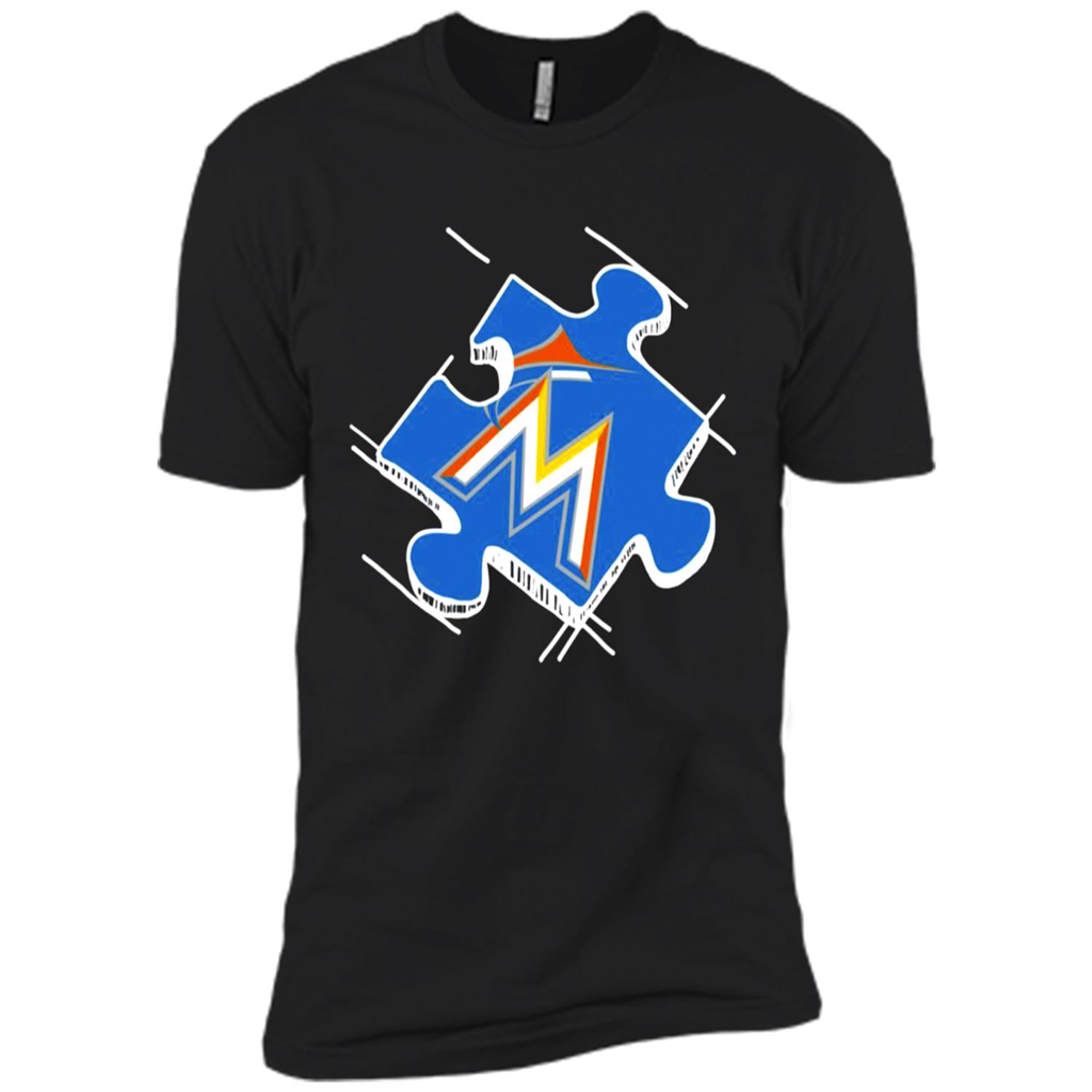 Miami Marlins Autism Puzzle Piece - Premium Short Sleeve T-shirt