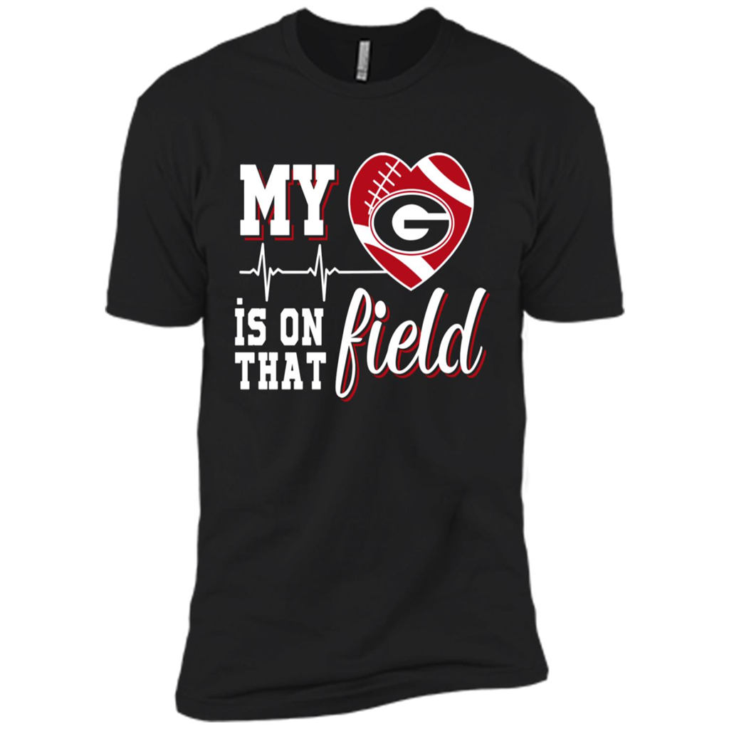 Georgia Bulldogs Football My Heart Is On That Field - Premium Short Sleeve T-shirt