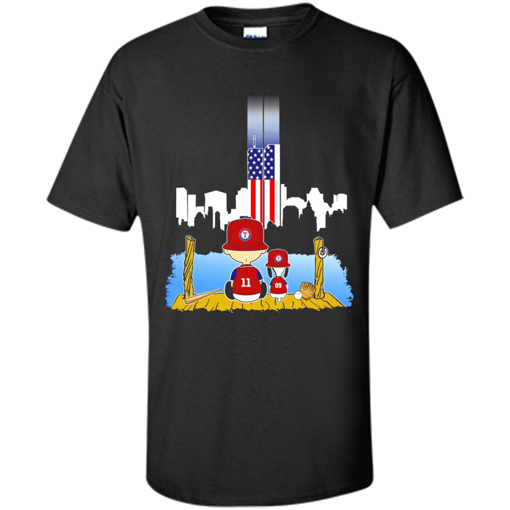 Texas Rangers Fans Charlie And Snoopy Never Forget 11 September Memorial - Shirt