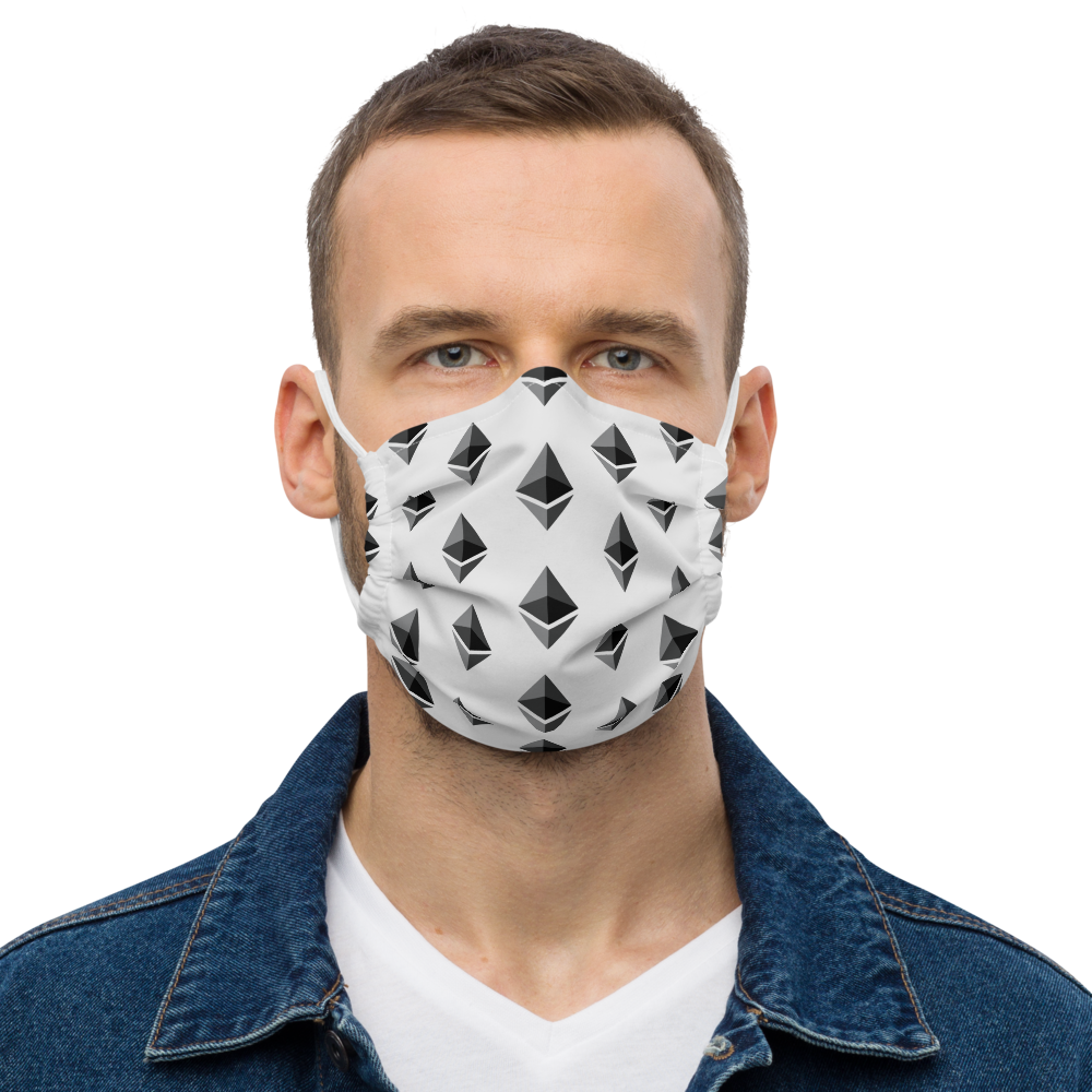 Ethereum ETH Pattern Premium Face Mask: Light Grey