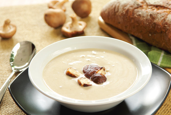 mushroom soup in a bowl