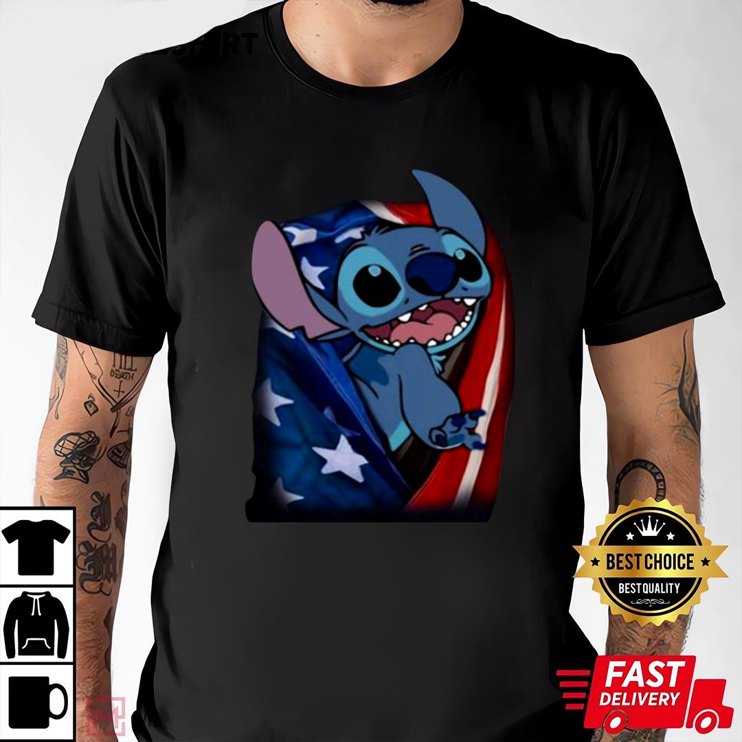 Stitch American Flag Shirt, 4th Of July Gift Ideas