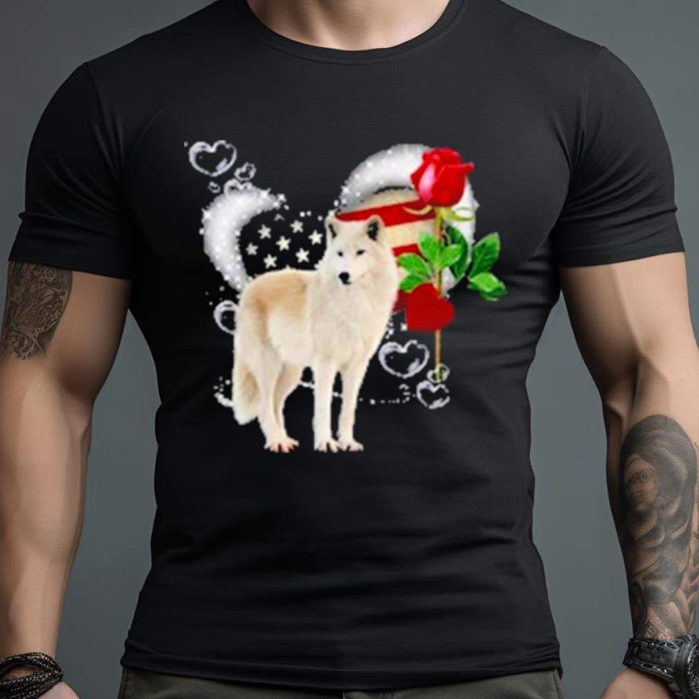 Arctic Wolf Love Rose Shirt, Gift for Wolf Lovers