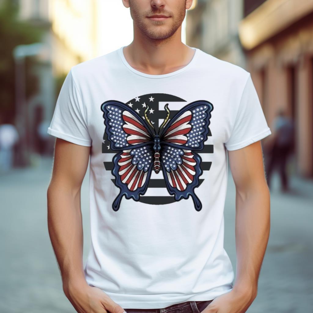 Patriotic Butterfly USA Flag Shirt, 4th Of July Gift