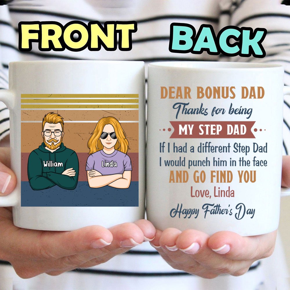 Dear Bonus Dad Mug, Father's Day Gift For Step Dad, Happy Father's Day