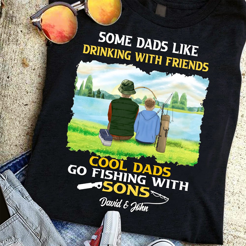 Cool Dads Go Fishing With Sons T-shirt, Fishing T-shirt, Gift for Dad