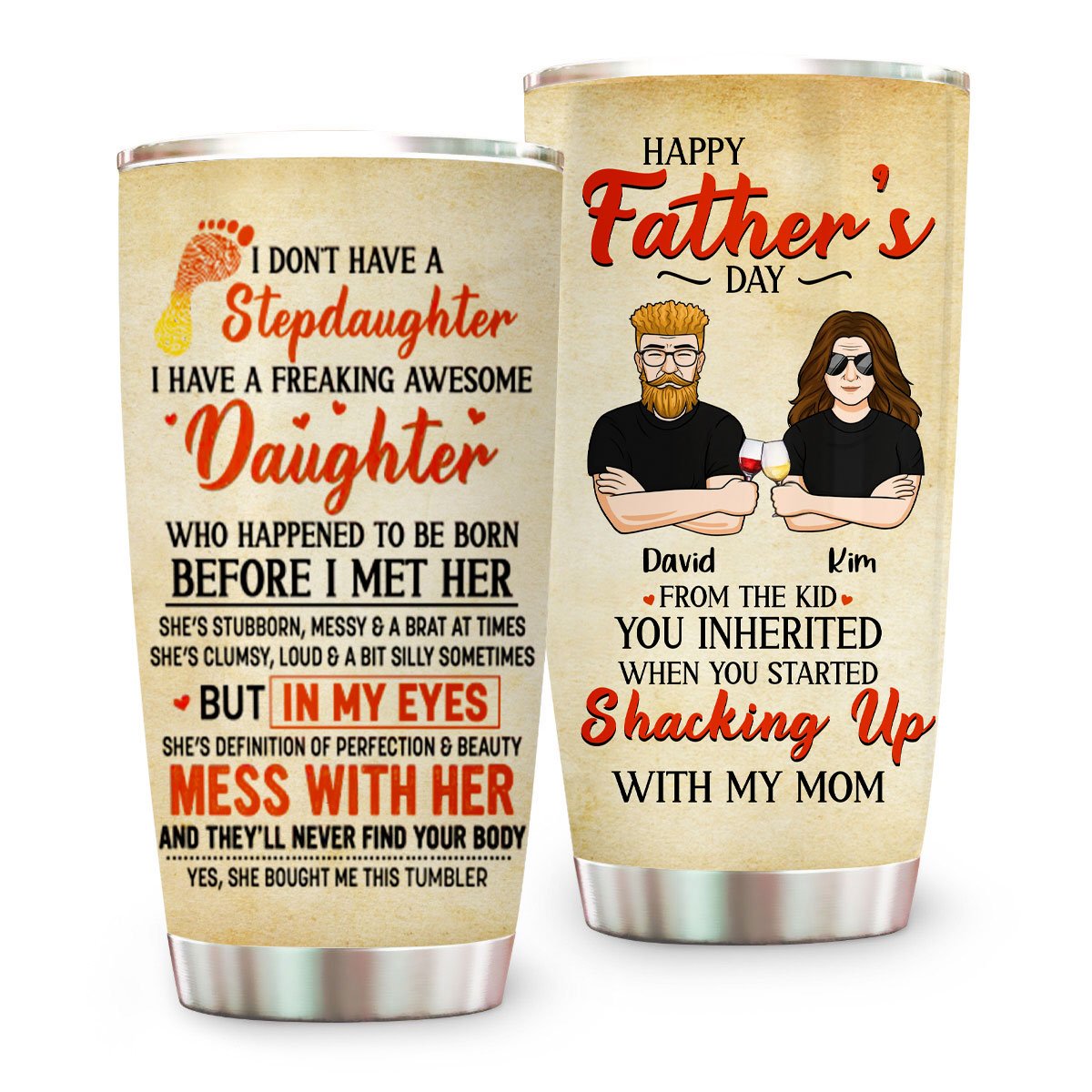 Father And Stepdaughter Tumbler, Gift for Dad