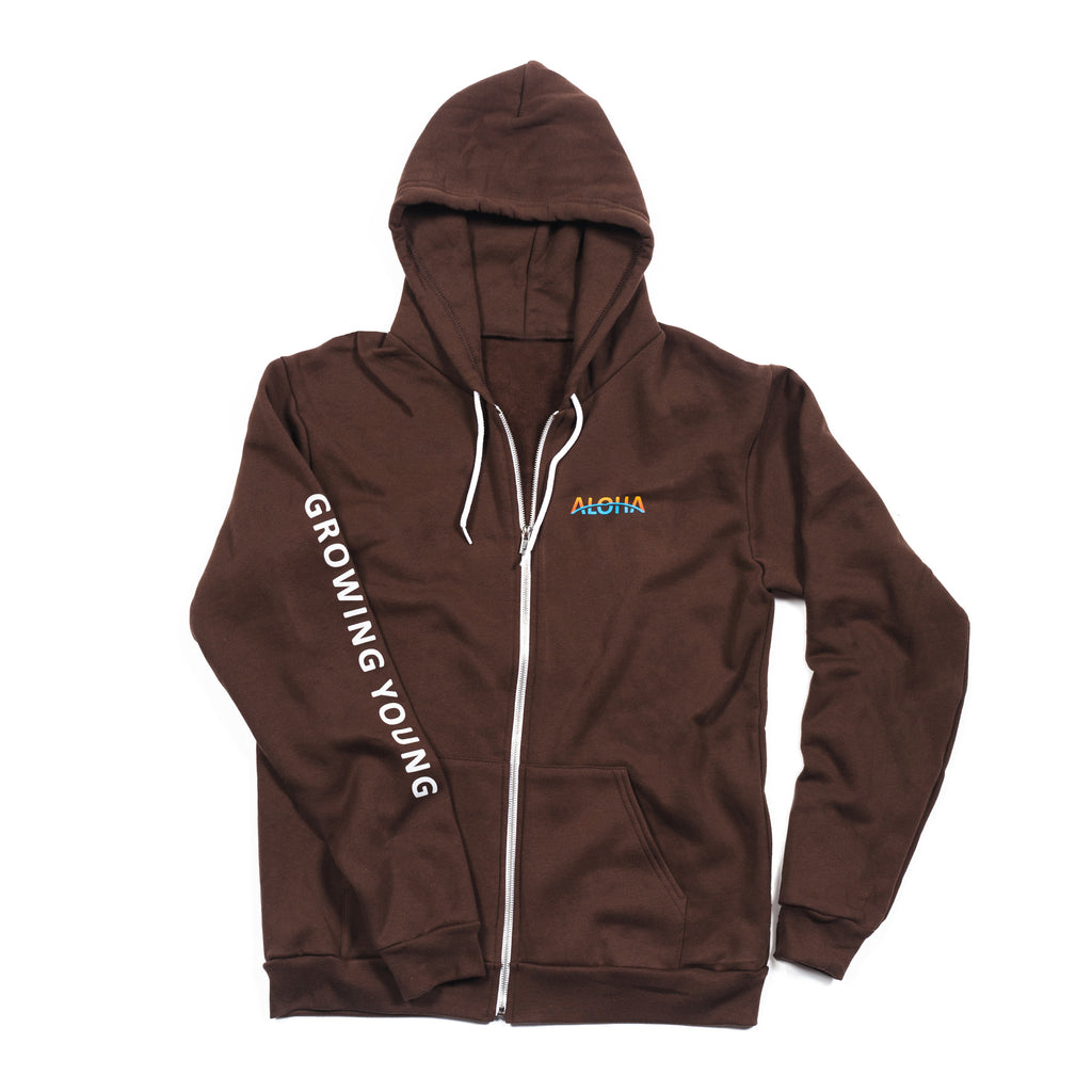 brown zip up hoodie mens