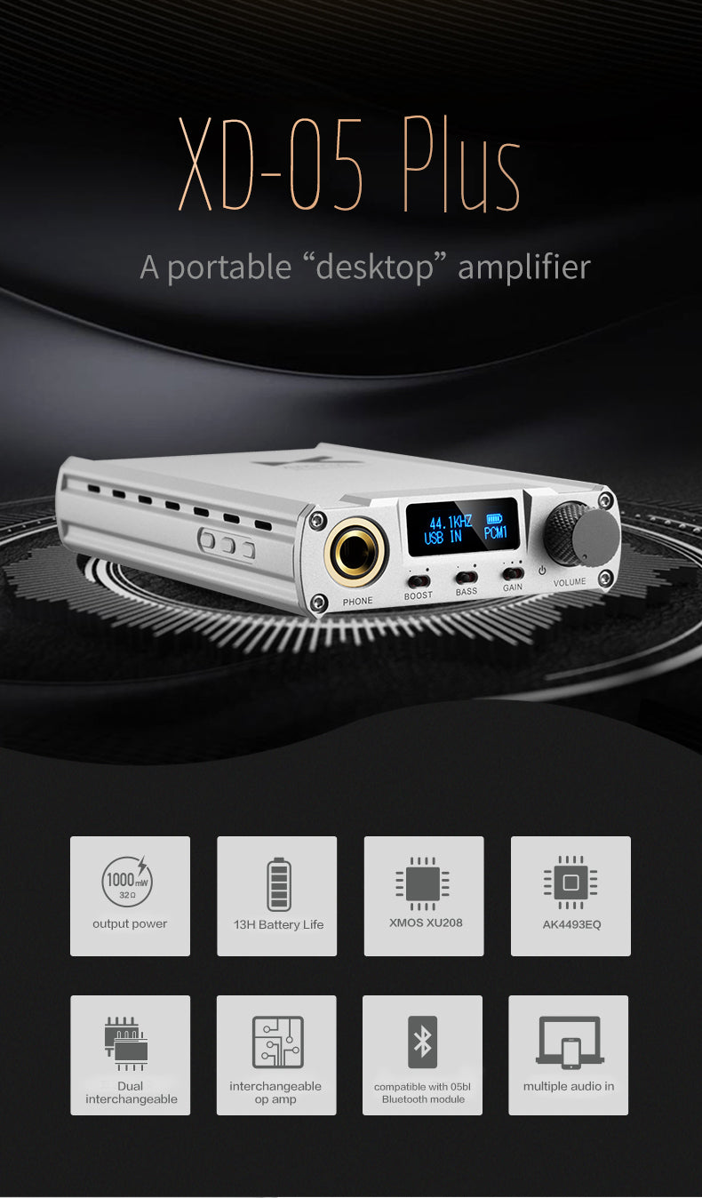 XDUOO XD-05 Plus Portable Desktop DAC Headphone Amplifier 32bit/384kHZ DSD256