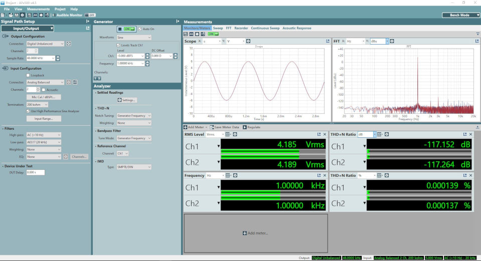 XLR Balanced Output Distortion+Noise (THD+N)