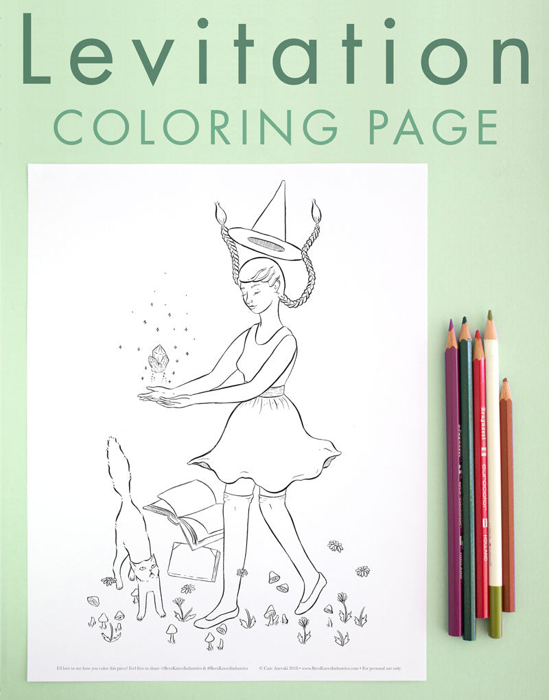 Levitation Witch coloring page