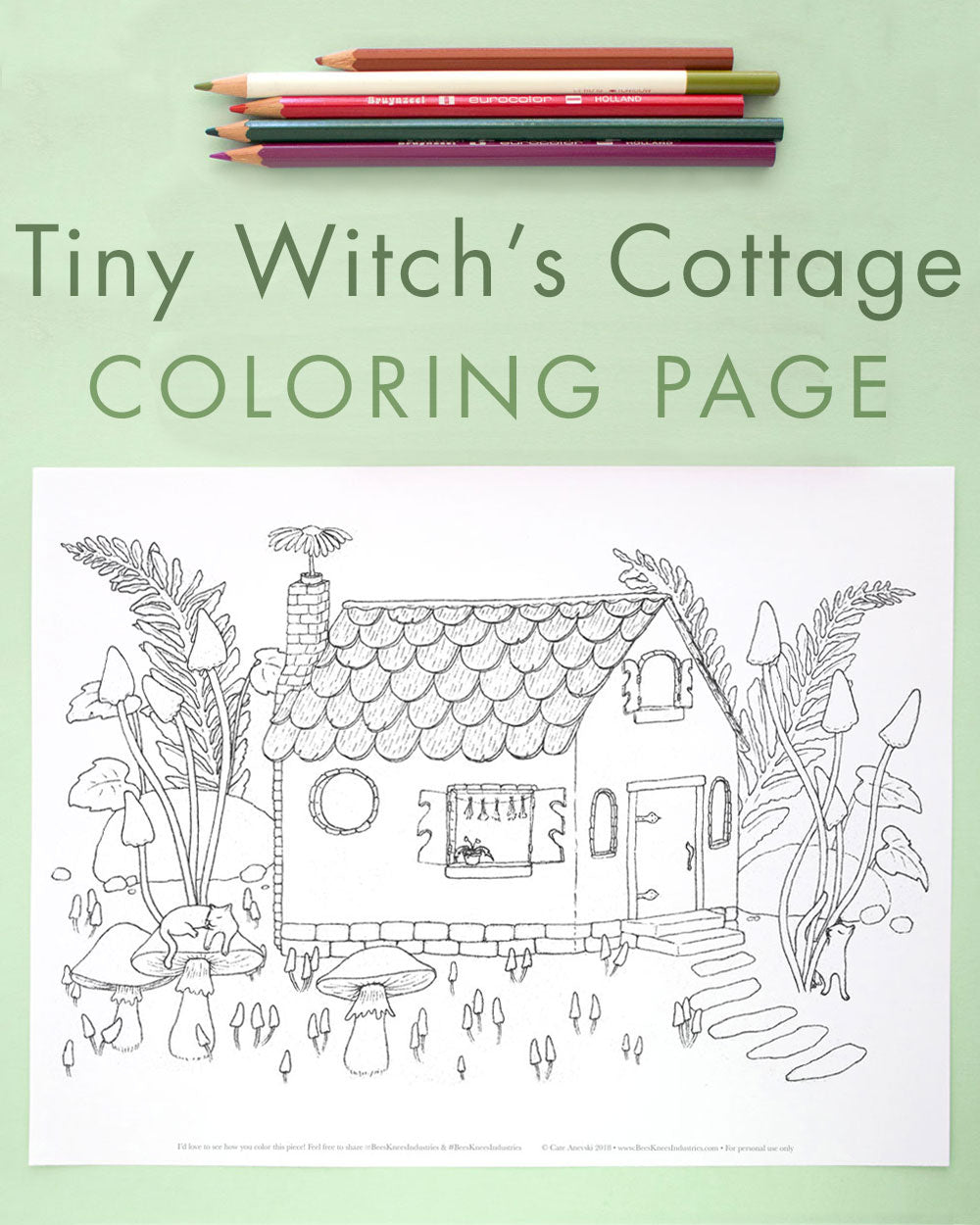 Witch's Cottage Halloween Coloring Page