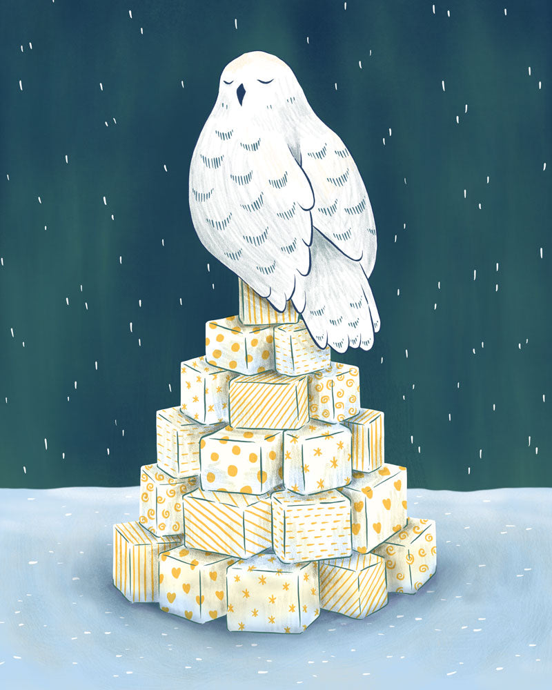 owl and presents