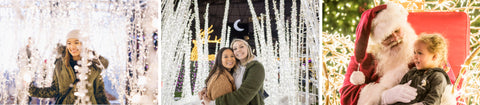 three photos of people at enchant Christmas Seattle