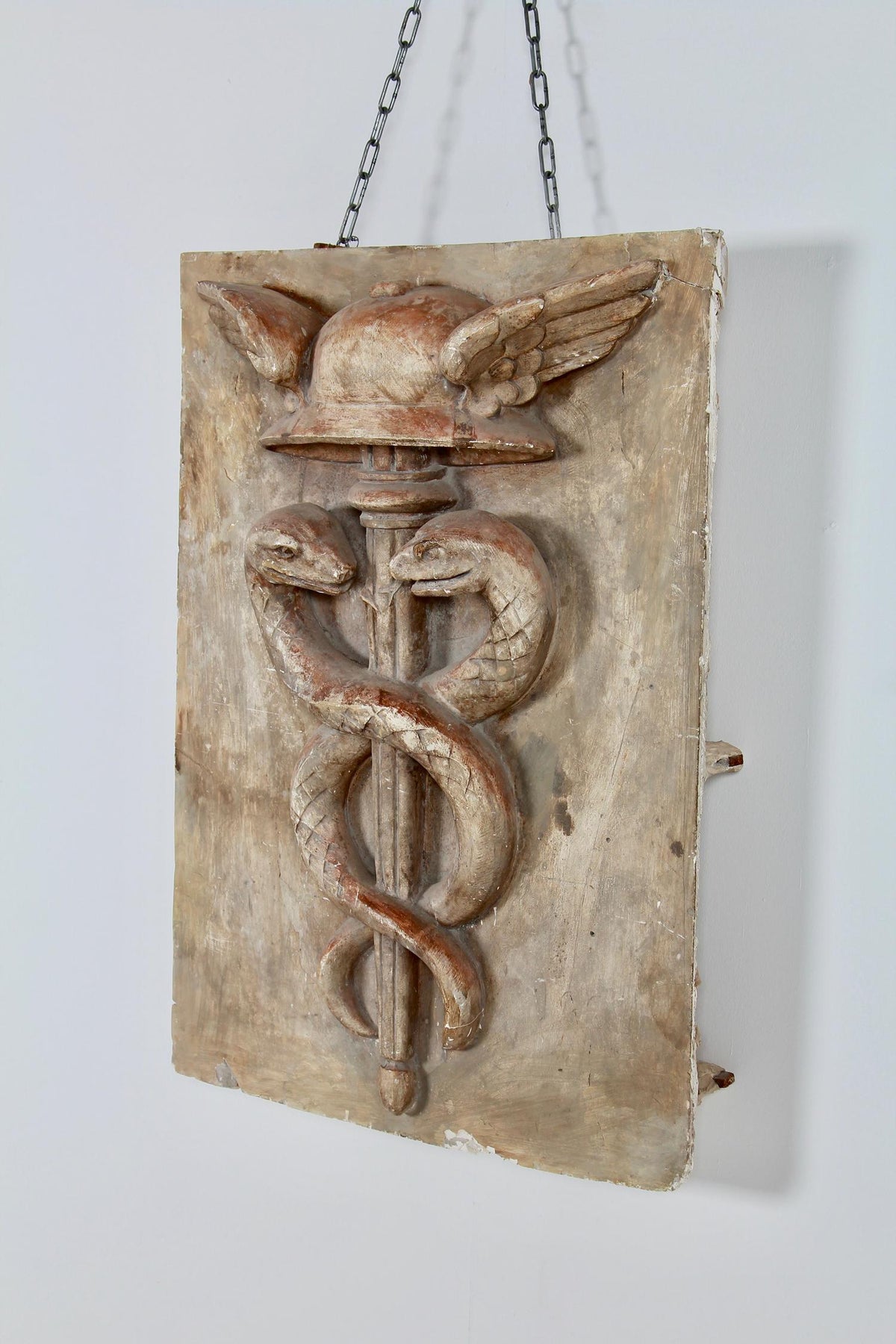 Decorative French Caduceus Plaster Plaque Hermes and Snakes – Anton & K