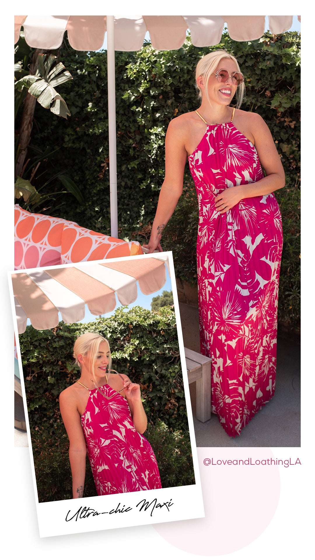 Caroline from @loveandloathingLA in Trina Turk maxi dress