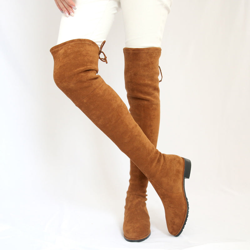 camel over knee boots