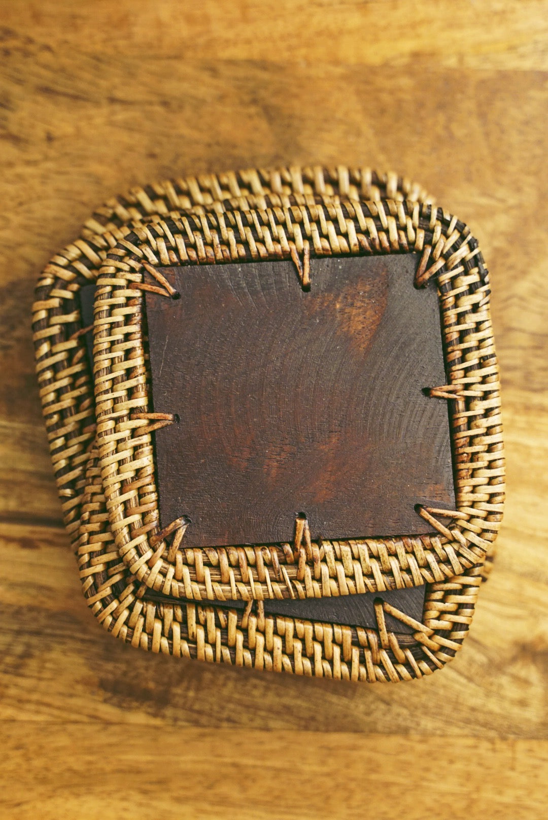 wicker coaster set