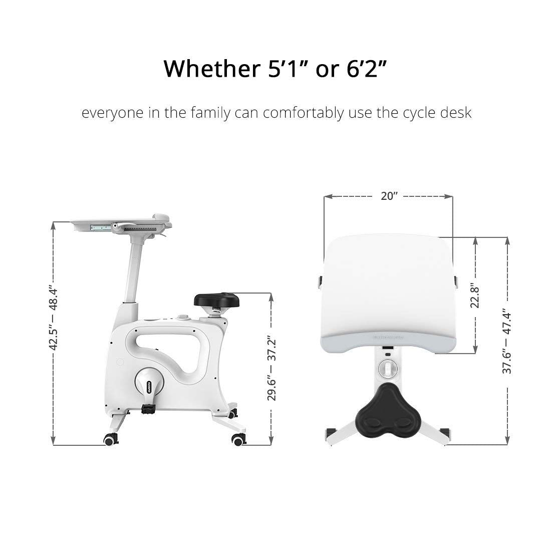 Desk Bike Stand Up Folding Exercise Desk Cycle Height Adjustable